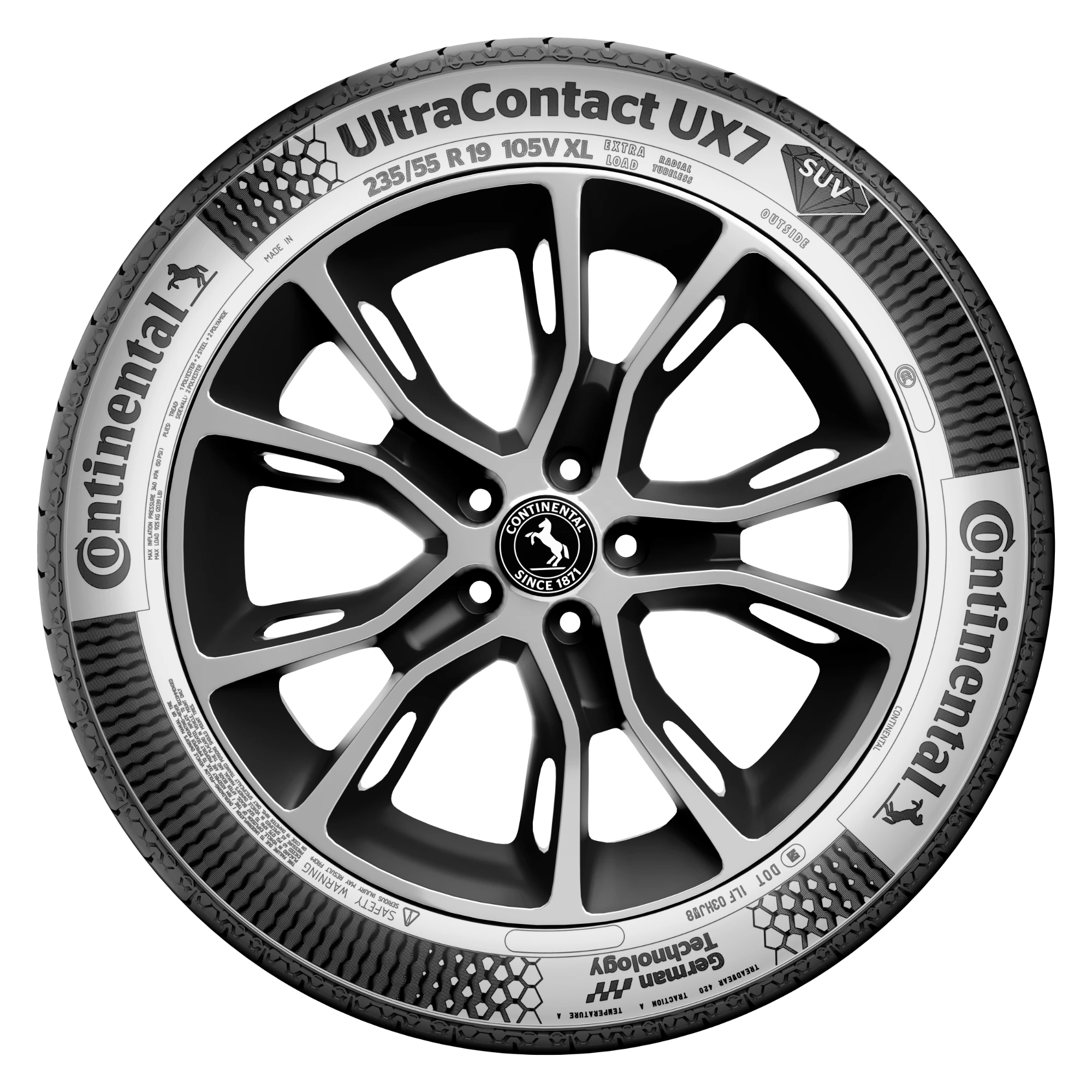 แก้มยาง UltraContact UX7 ขนาด 235/55 R19 105V XL มีสัญลักษณ์ SUV