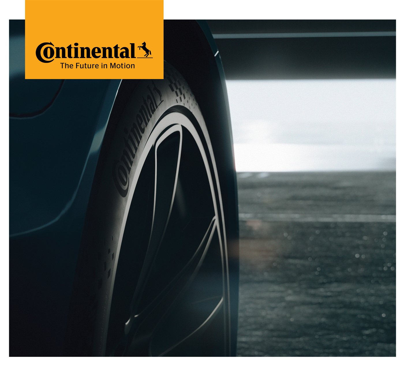 ยาง Continental SportContact 7 บนล้อรถสปอร์ต พร้อมโลโก้ Continental The Future in Motion